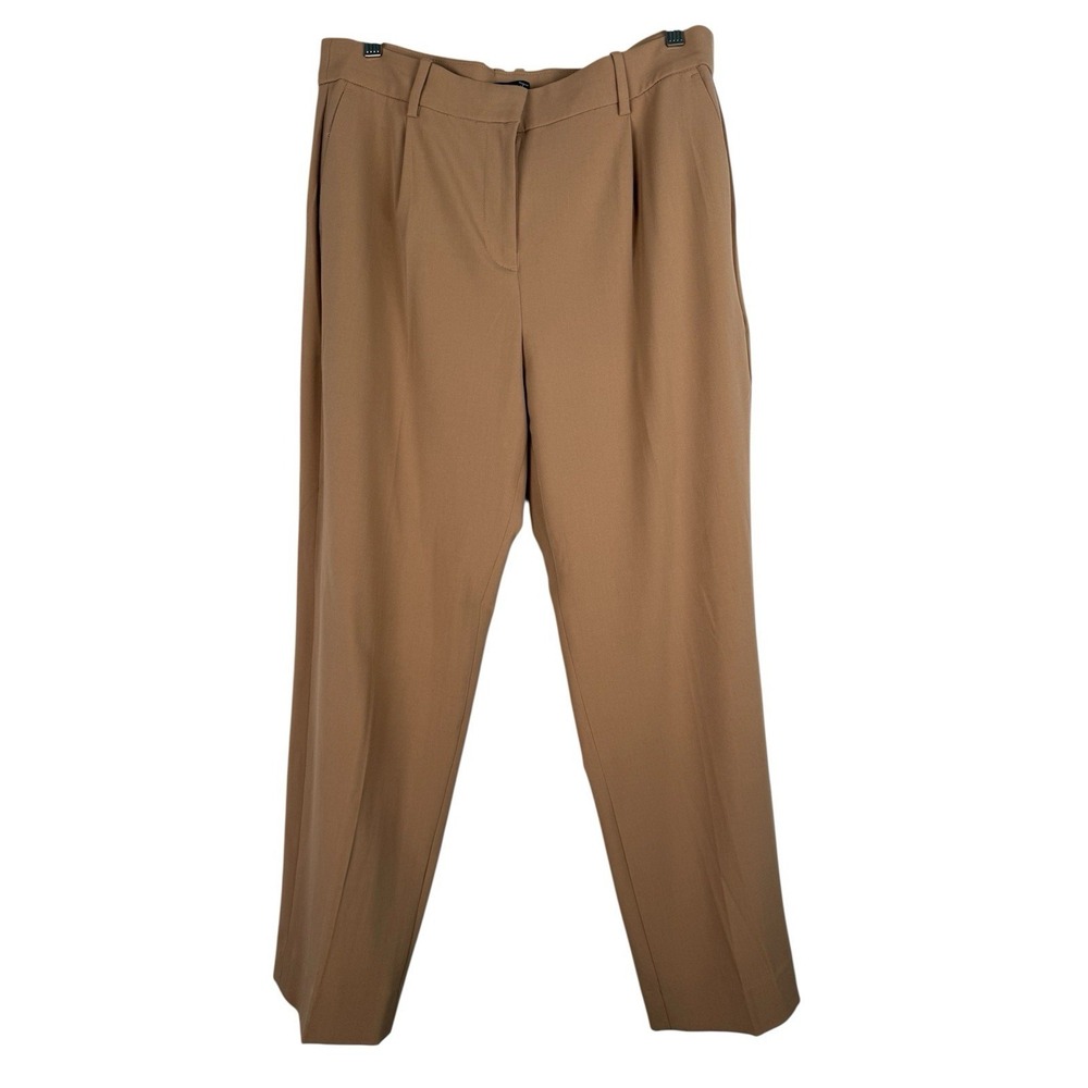 J.Crew Factory Women's Size 12 Tan Pleated Straight‎ Leg Trouser Pants NEW BT009